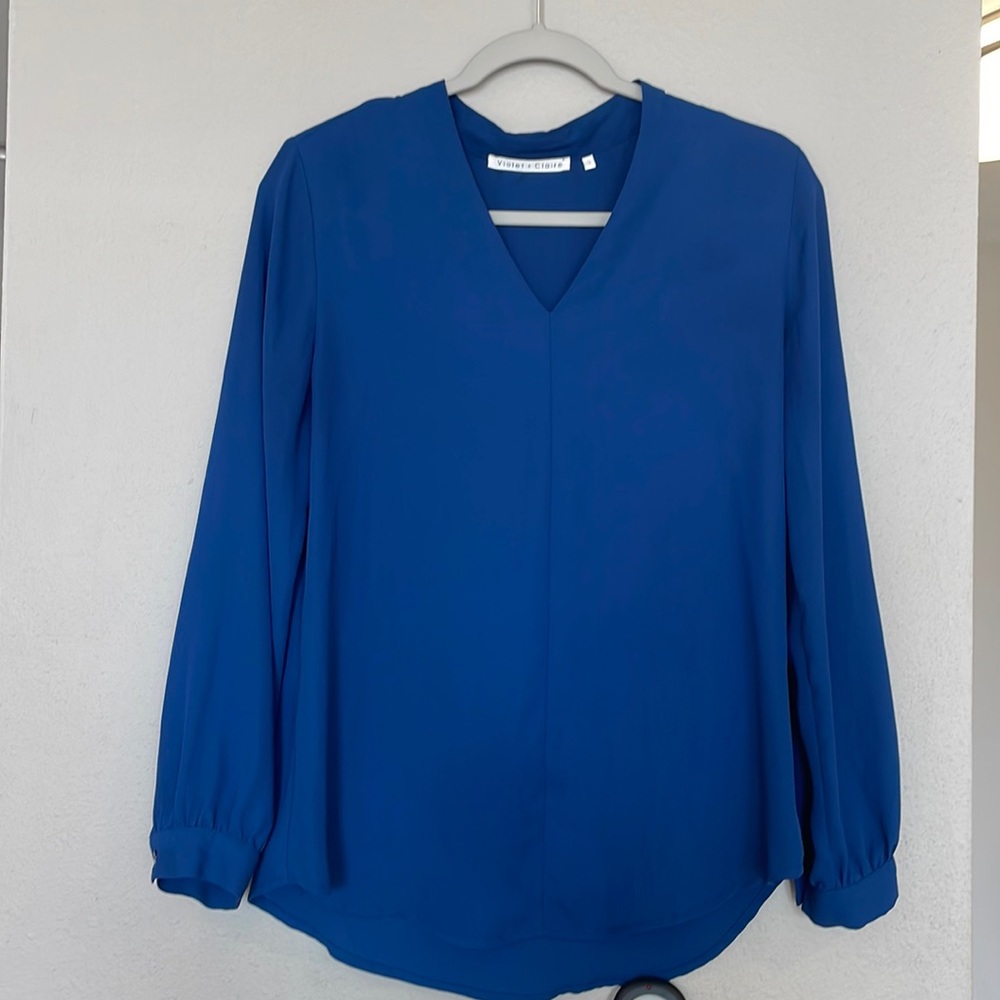 Violet navy long sleeve blouse